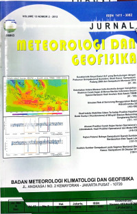 Image of Jurnal Meteorologi dan Geofisika Vol. 13 No. 2